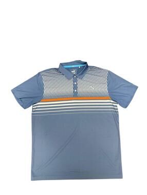 Puma PWRCool Golf Polo Size L Blue Chevron Stripe
